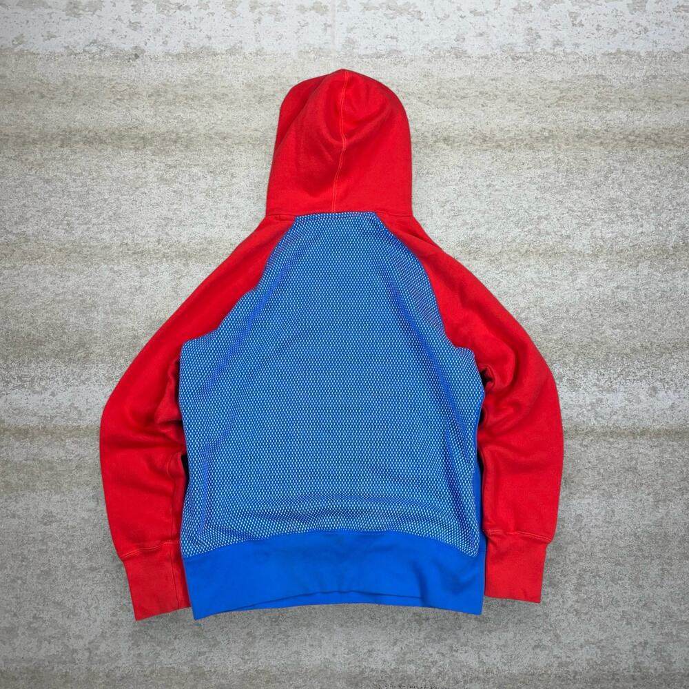 Vintage Y2K Nike Hoodie Mens M Blue Orange Cotton Pullover White Swoosh - Picture 2 of 3